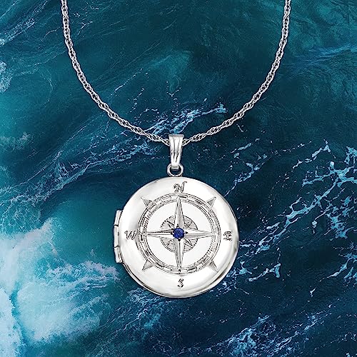 Ross-Simons-Sterling-Silver-Compass-Locket-Necklace-With-Sapphire-Accent