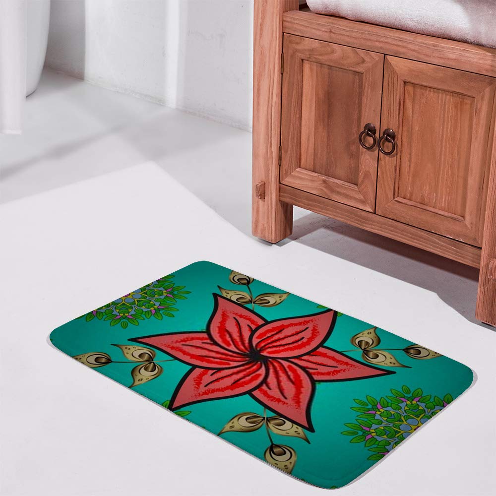Paillasson décoratif velours corail motif floral rouge tapis 36 x 24 inch