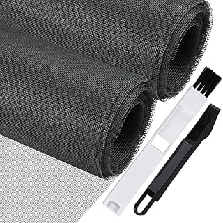 Cieex Insect Screen for Windows 2Pcs 200x200cm Fiberglass Screen Mesh with Cleaning Brush, Cuttable Screens DIY for Windows Doors Protect Family Away from Insect and Bug (Grey)