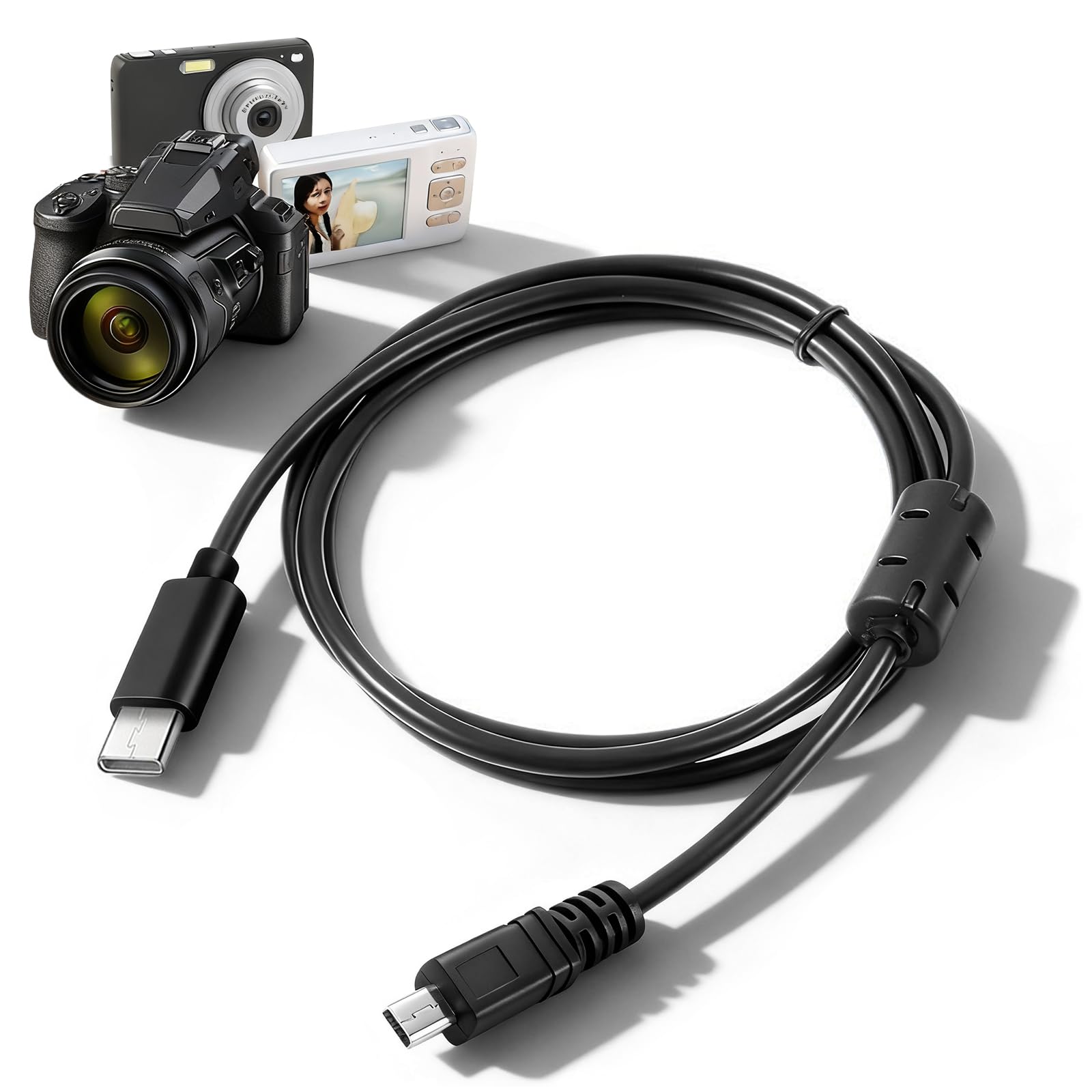 Cavo di ricarica USB per trasferimento immagini, 1,5 m, 480 Mbps, resistente, mini USB 8 pin a tipo C, cavo di ricarica dati per alcune fotocamere Nikon Coolpix/DSLR per PC, iPhone 15