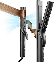TYMO Airflow 2.0 2-in-1 Curling Iron & Flat Iron: 1.25" Wand, Cool Airflow for Long-Lasting Curls, Dual Voltage Travel Styler, 54M Ions, Black