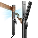 Airflow 2.0 Curling Iron Flat Iron - Hair Straightener and Curler 2 in 1, 1.25 Inch Curling Wand for Long Short Hair, Dual Voltage for Travel, 54 Million Ionic, Anti-Tangle, 5 Temps, Black