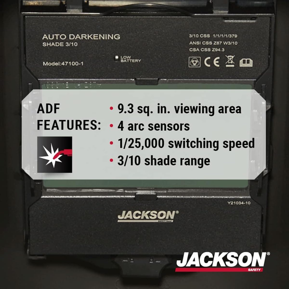 Jackson Safety Premium Graphic Welding Hood with Digital ADF - Ultra Lightweight Auto Darkening Welding Helmet - ANSI Z87.1 (Multiple Styles)