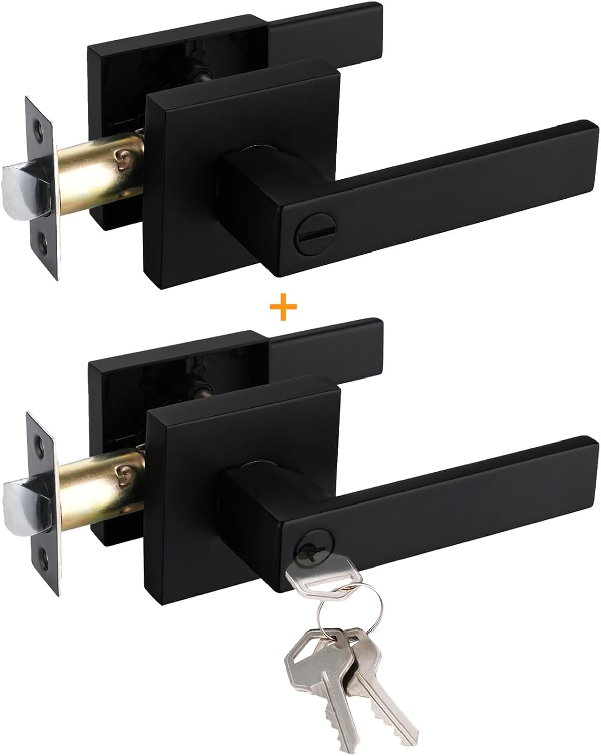 1 Pack Privacy + 1 Pack Keyed Entry Door Lever in Matte Black Finish