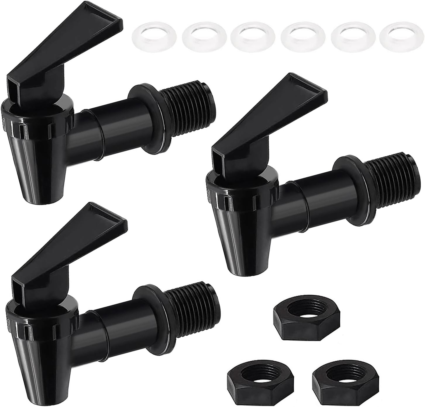 002B 3PCS BPA Free Plastic Water Spigot,Replacement Cooler Water Faucet for