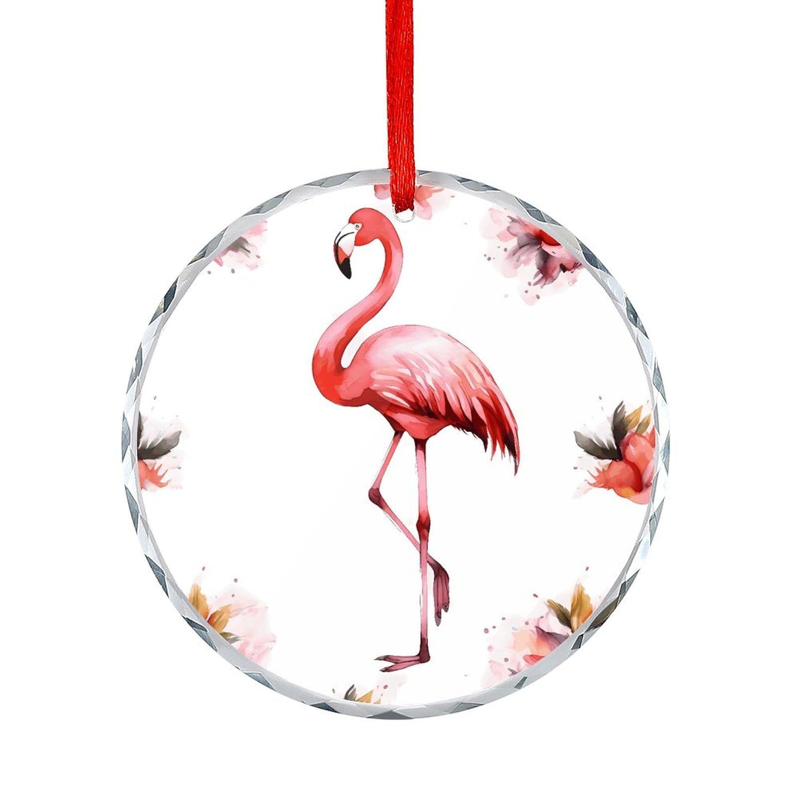 Fodpand Women's Style Flamingo Round Glass Ornament Keepsake Gift Exchange Ideas Car Decor,Christmas Ornaments For Tree Window Garden Ornaments