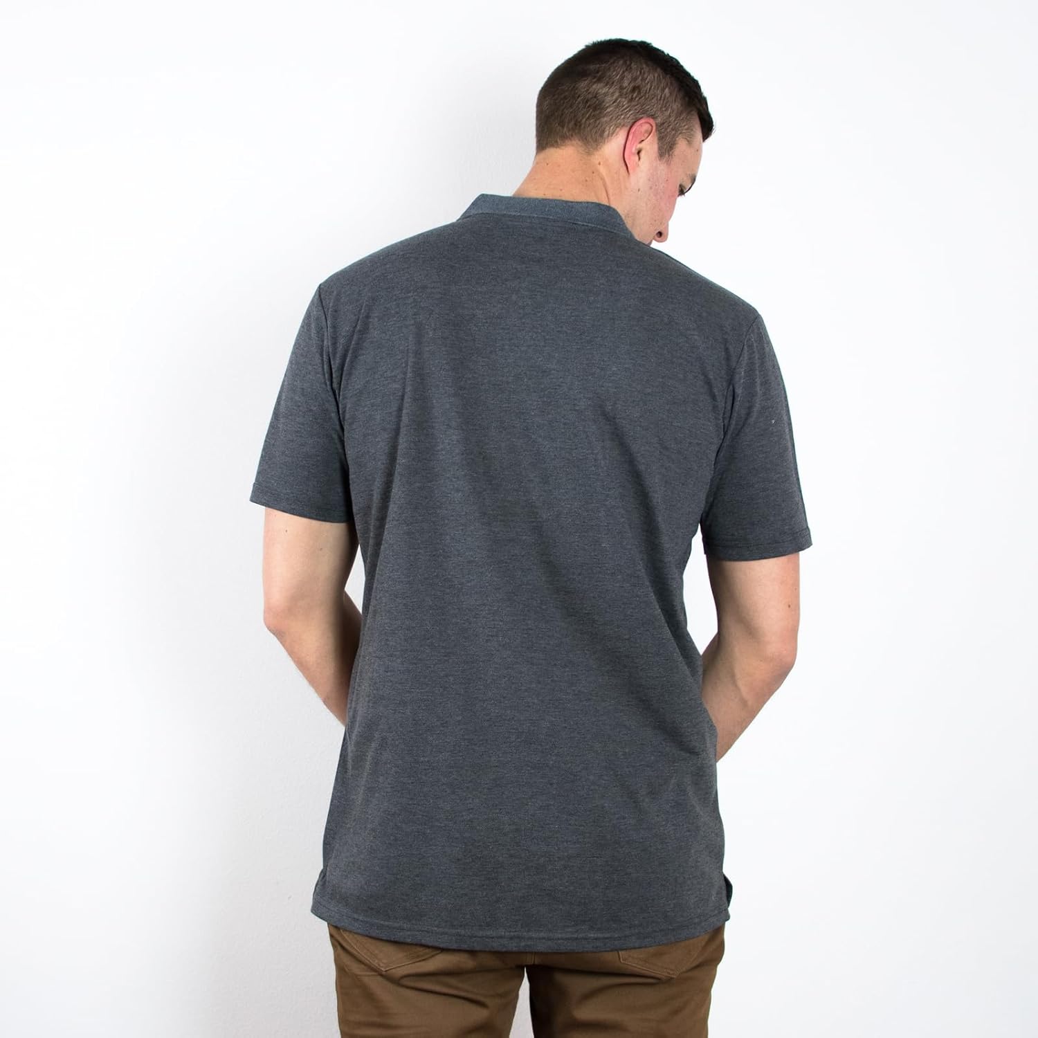 Men's Tall Slim-Fit Short Sleeve Pique Polo Polyester/Cotton Blend Long Tee - Image 3