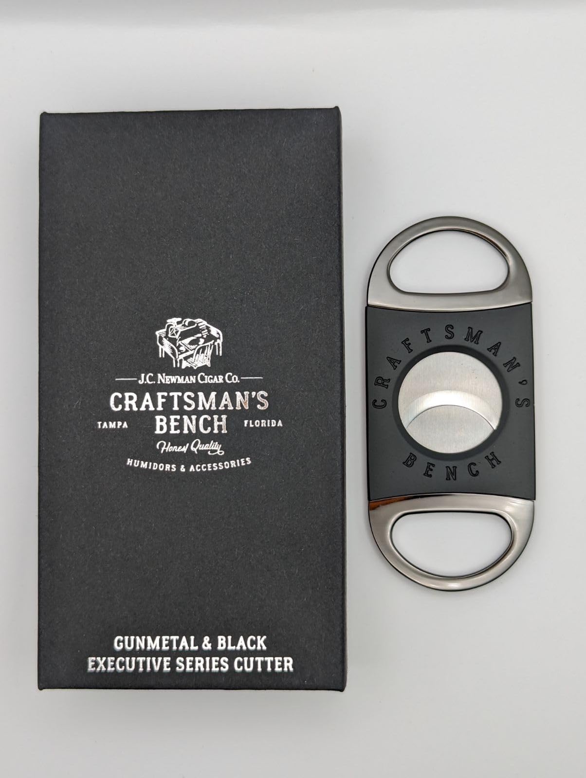 Craftsman's Bench by J.C. Newman Executive Series Gunmetal & Black Metal Cigar Cutter