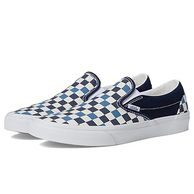 Vans Classic Slip On Checkerboard Skate Shoes Tri Tone Check Navy