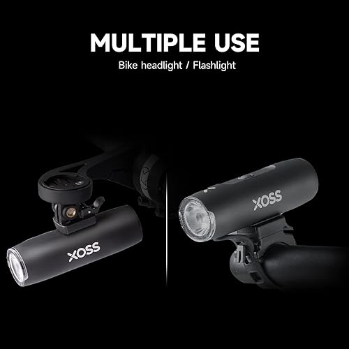 Miniatura 3 de XOSS Luz de bicicleta para montar por la noche, faro de bicicleta recargable USB con 5 modos, luz de ciclismo impermeable para carretera, montaña,