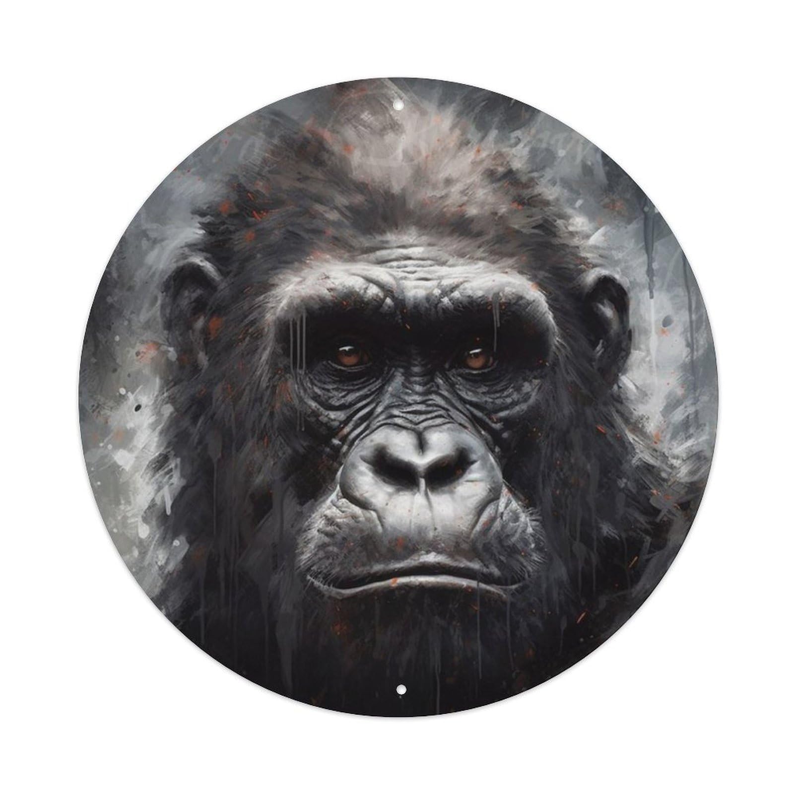 Animals Artwork Aquarelle Chimpanzee Vintage Metal Tin Sign Plaque Wall Decor for Cafe, Club Bar, Office, Garden Metal Poster 8x8Inch