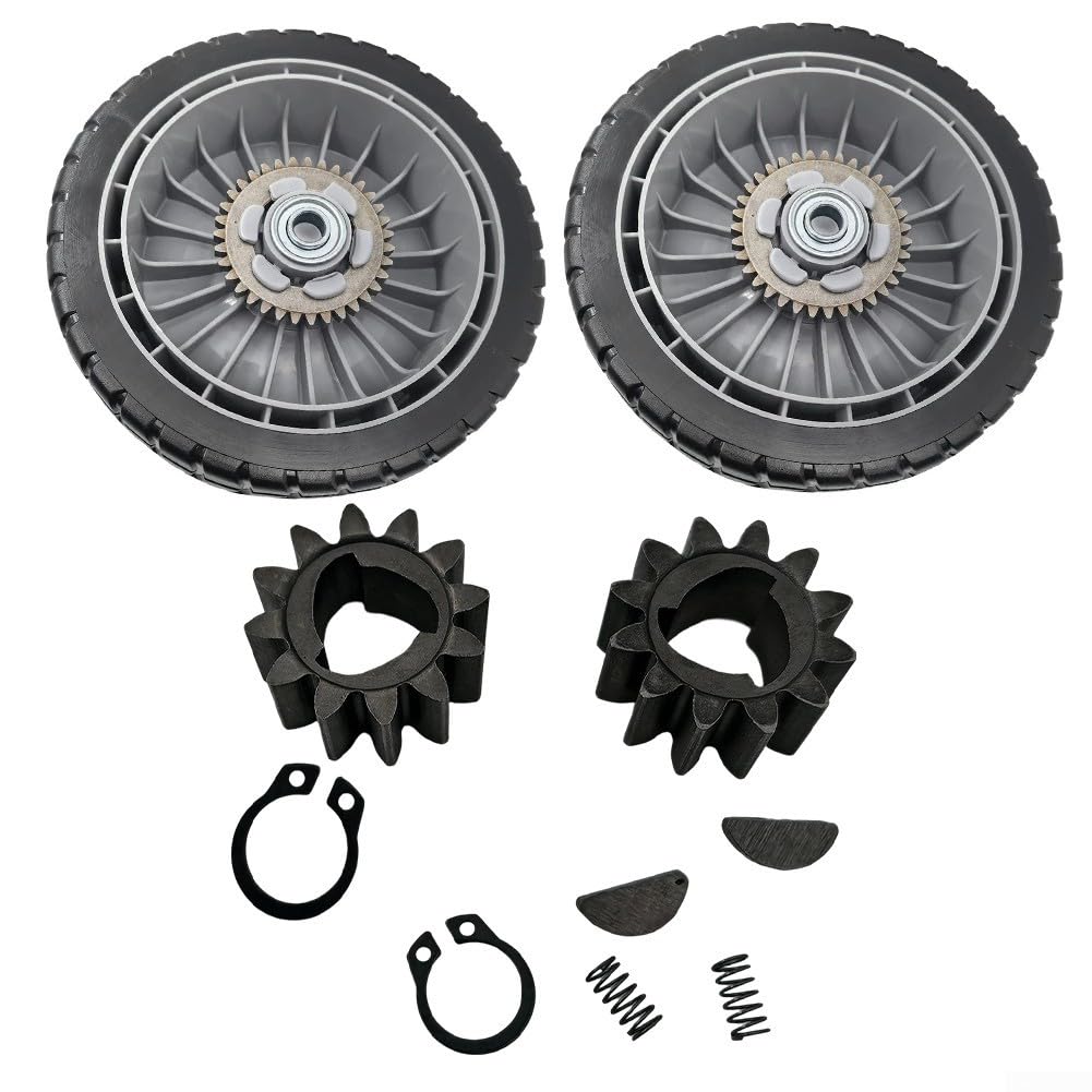 Ruote per tosaerba anteriori e posteriori 8 pollici per Honda HRR216 HRS216 HRT216, set di pezzi di ricambio con ingranaggio e molle, 44710-VL0-L02ZB 42710-VE2-M02ZE (2 ruota posteriore + 2 ingranaggi
