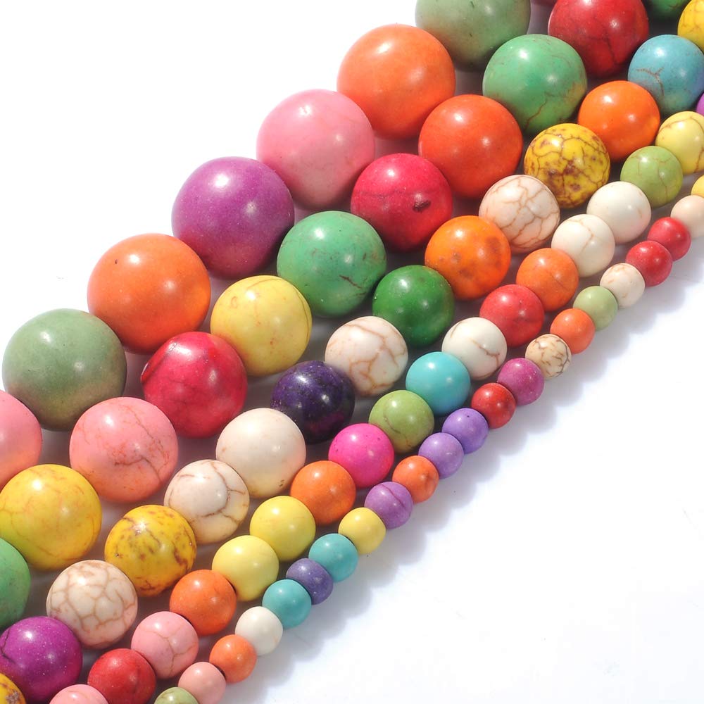 Rui Long4MM 6MM 8MM 10MM12mm Round Multicolor Natural Stone Beads Colorful Turquoise Beads Jewelry Findings for DIY Jewelry Making (10mm)
