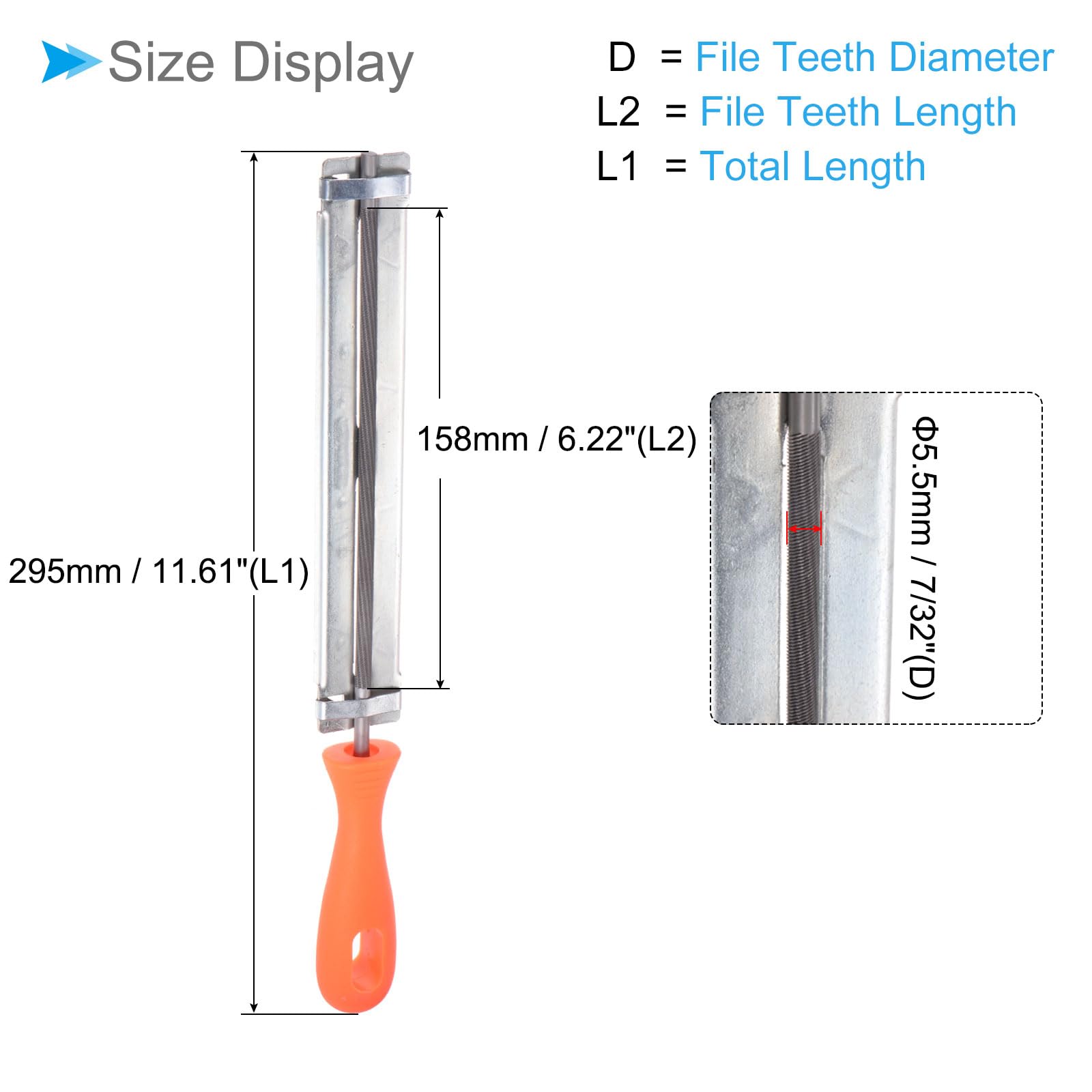 CoCud Chainsaw File Holder, 7/32" (5.5mm), Chrome Steel Round Sharpener Files with Angle Guides - Image 2