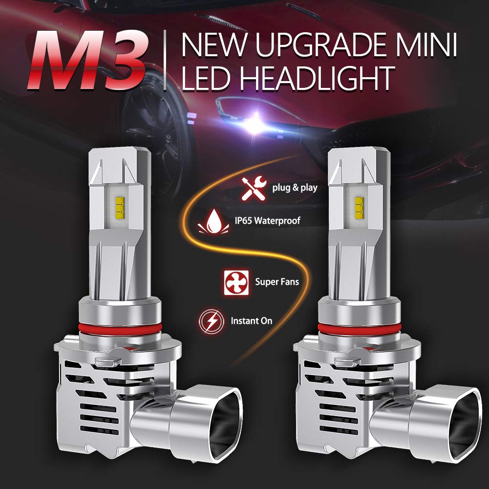9005 HB3 zestaw do konwersji żarówek LED do reflektorów, halogenowe reflektory, zamiennik wysokiej mocy 55 W, dwustronne chipy ZES 10000 lm i 6500 K ksenonowe, białe DC 9 V - 32 V (2 sztuki)