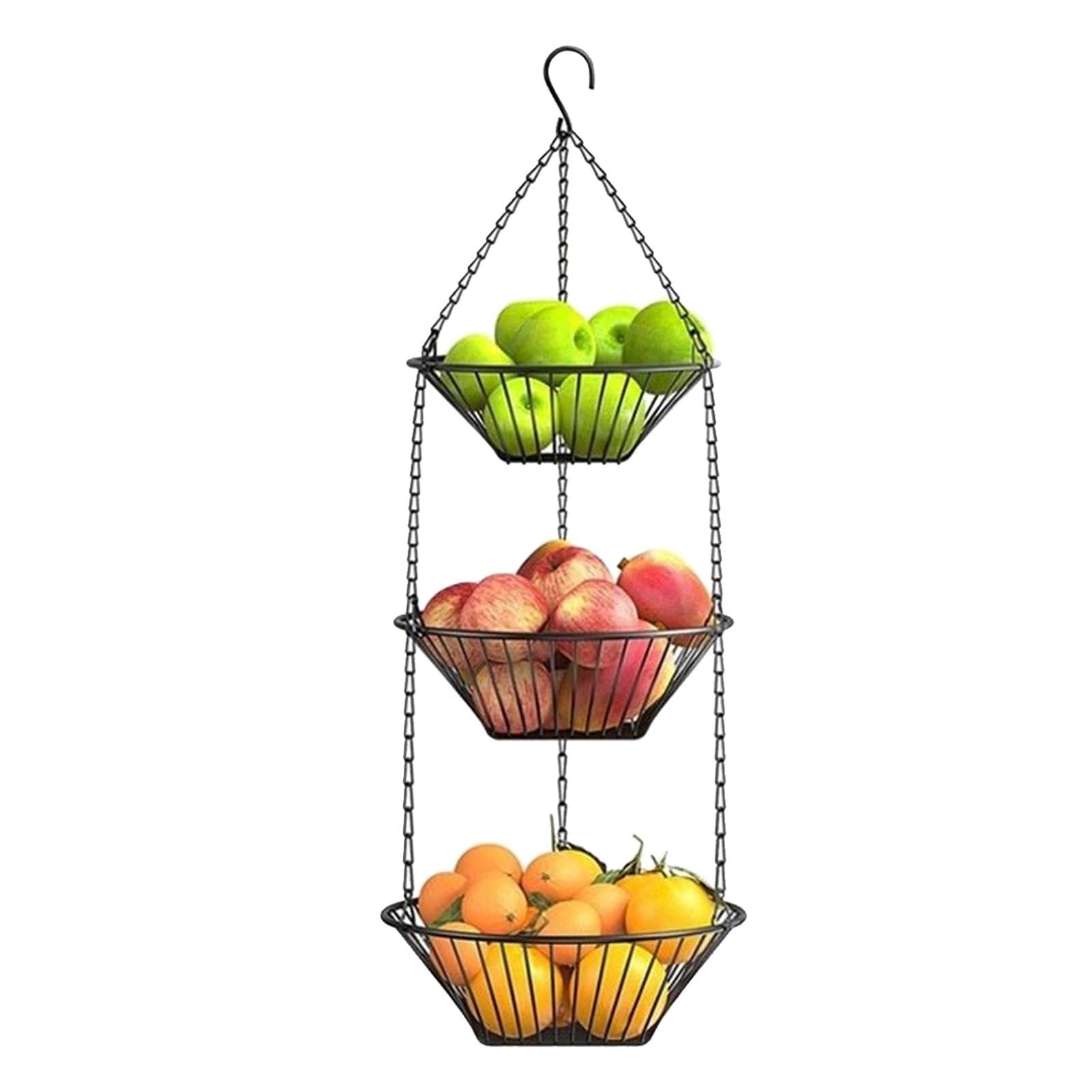 Cesta de frutas de 3 niveles con alambre para organizar la verdura en la cocina