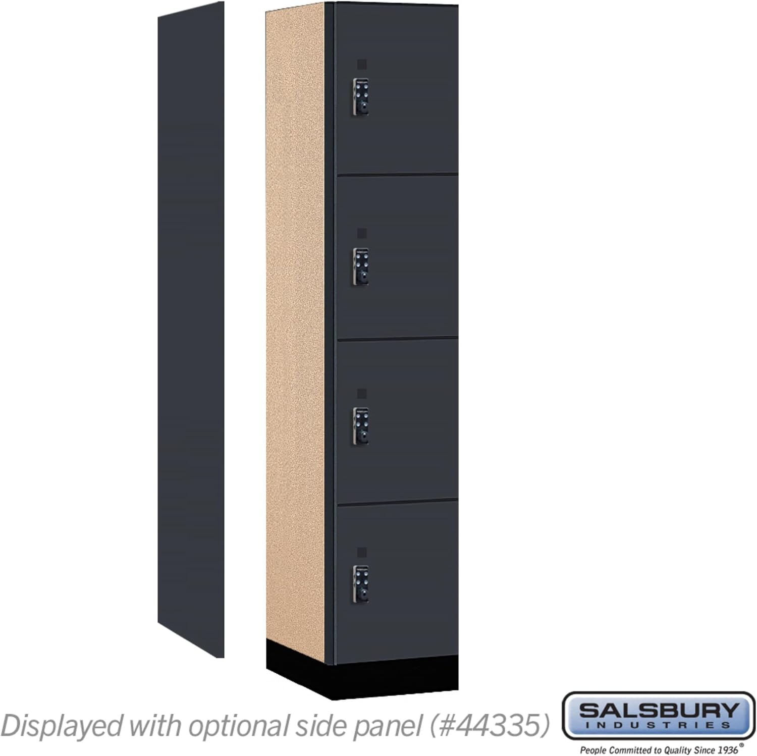 Salsbury Industries 15" Wide Wood Locker - Four Tier - 1 Wide - 6 Feet High - 21" Deep - Carbon Mesh - Resettable Combination Locks