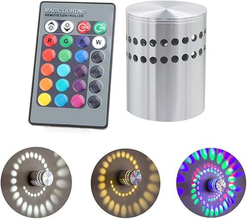 Miniatura 5 de Colorido RGB espiral agujero pared lámpara superficie instalar decoración casera luz LED luminaria iluminación