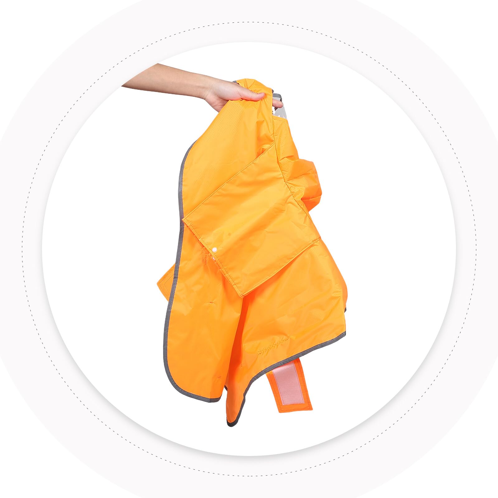 Chubasquero para Mascotas Ajustable con Capucha y Banda Reflectante Naranja XXL para Perros Grandes Poncho de Lluvia con Orificio para Correa Adecuado para Paseos Nocturnos y