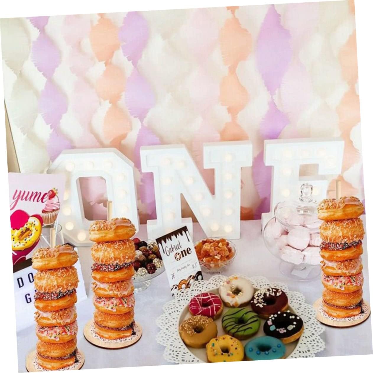 Donut Display Stand for Party 3pcs Heart Shaped Donut Rack Wooden Treat Holder