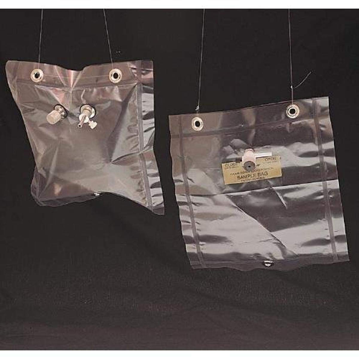 SKC 232-25 Tedlar Sample Bag with Single Polypropylene Fitting, 2 mil Thickness, 1 mm Height, 1 mm Wide, 1 mm Length, 25 Liters, Borosilicate Glass (Pack of 5)