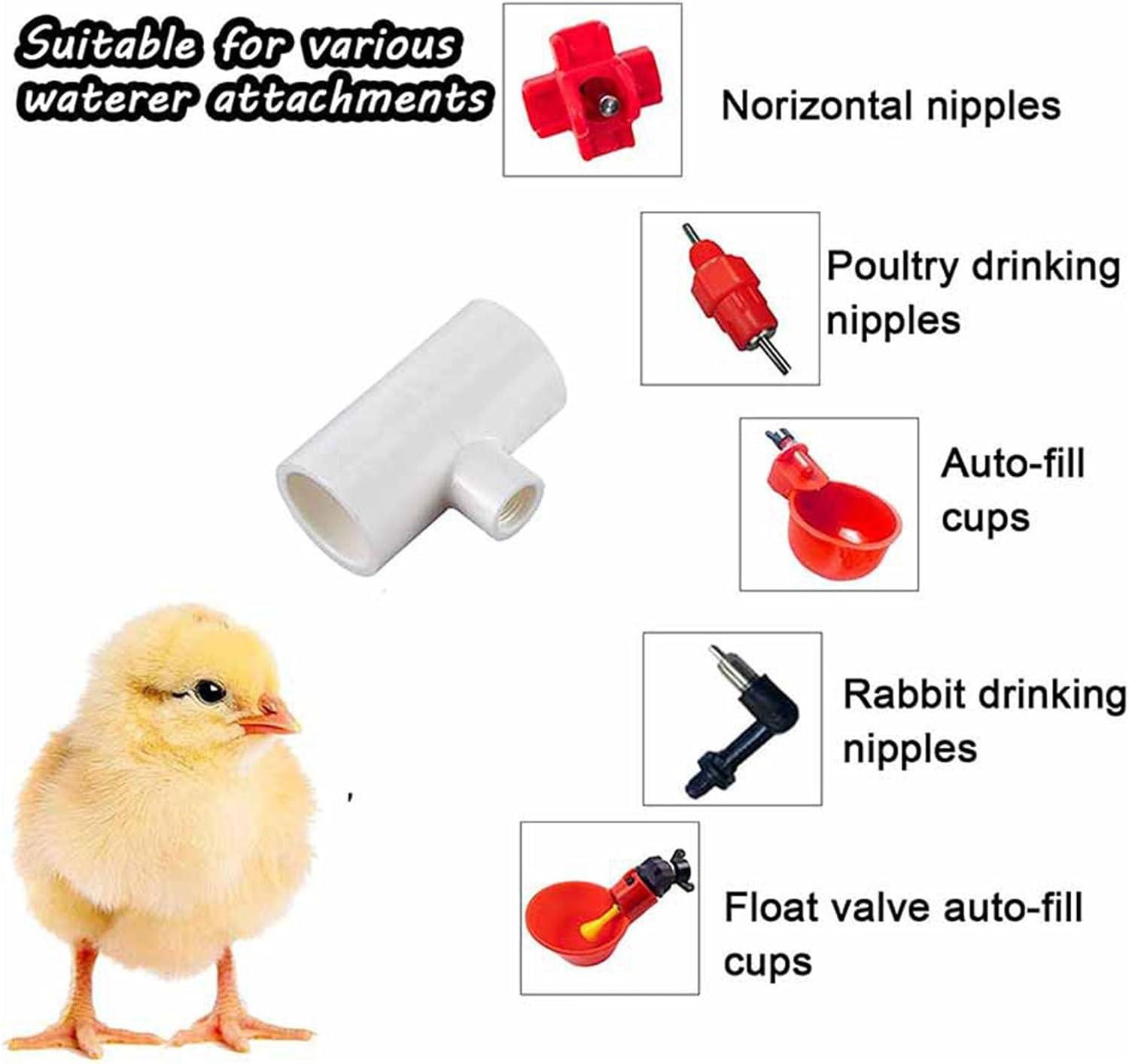 Chicken Drinking Water Pipe Adapter PVC Automatic Farm Equipment for Coops Management PVC Chicken Feeder Adapter for Poultry Farm Equipment