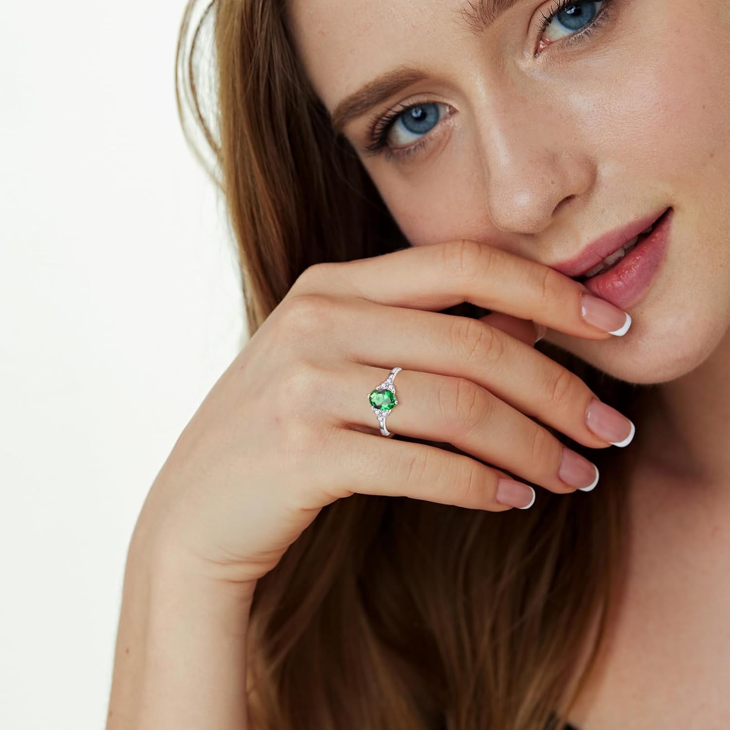 1.5ct Oval-Cut Engagement Ring for Women Engraved Always & Forever Created Emerald/Sapphire/Amethyst/Cubic Zirconia Engagement Ring Promise Wedding Ring White Gold Plated Size 5-9 - Image 4