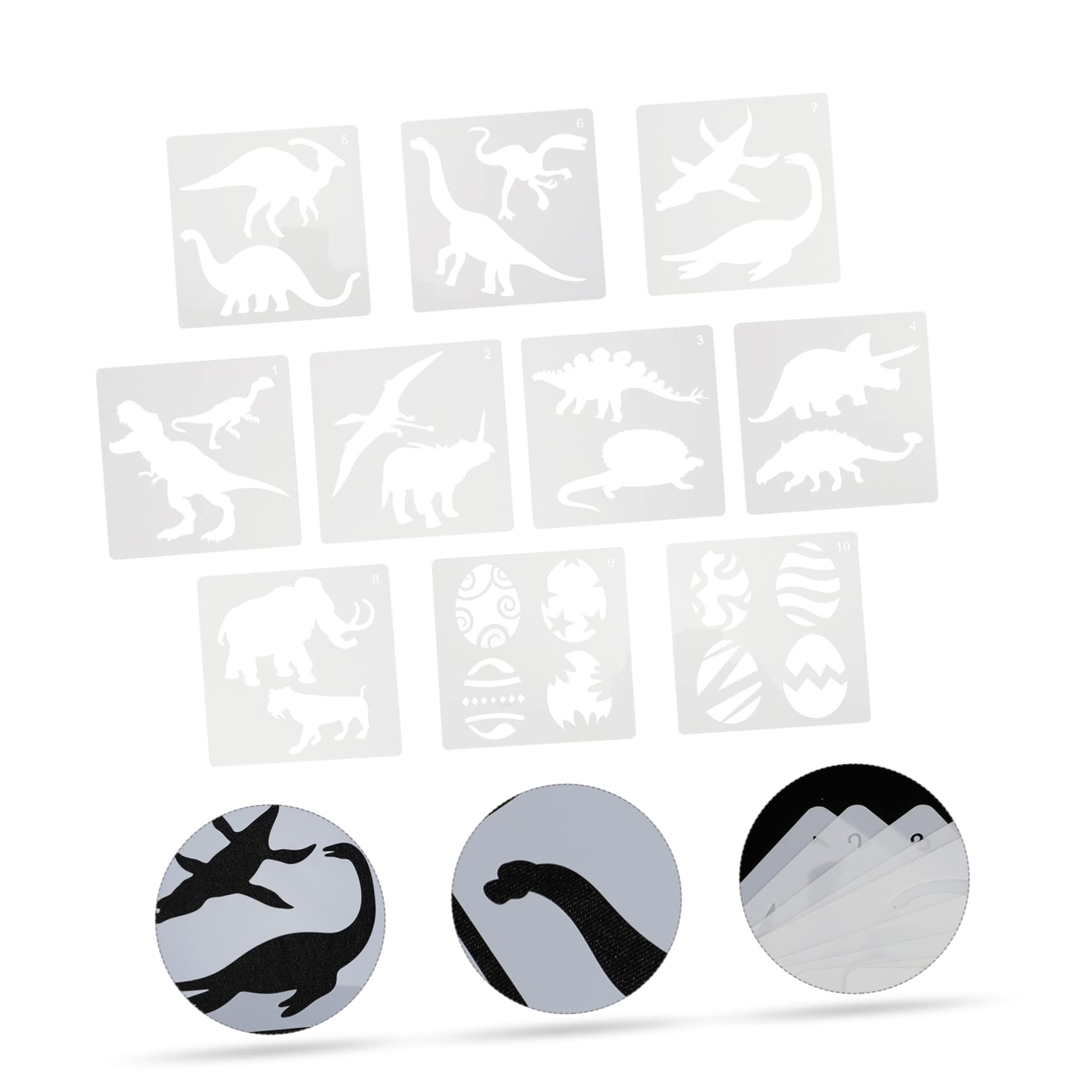 Plantillas de Dinosaurios Reutilizables para Pintura, 10 Piezas