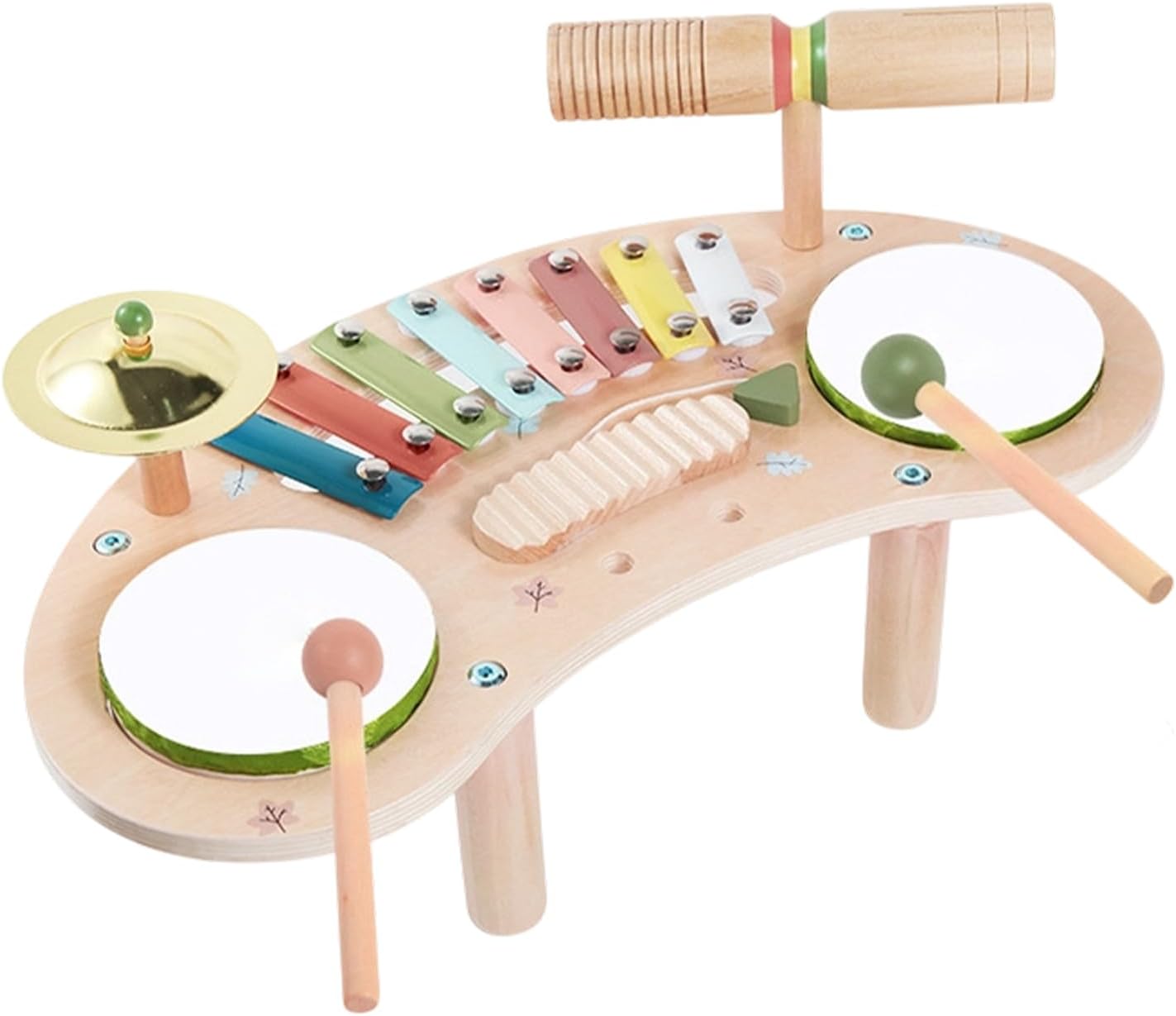 Drum Set for Kids - 7-in-1 Wooden Percussion Instrument,Percussion Instrument Toy - for Boys Girls Preschool Daycare Kindergarten School Homeschooling Home Playrooms Playdates Birthday