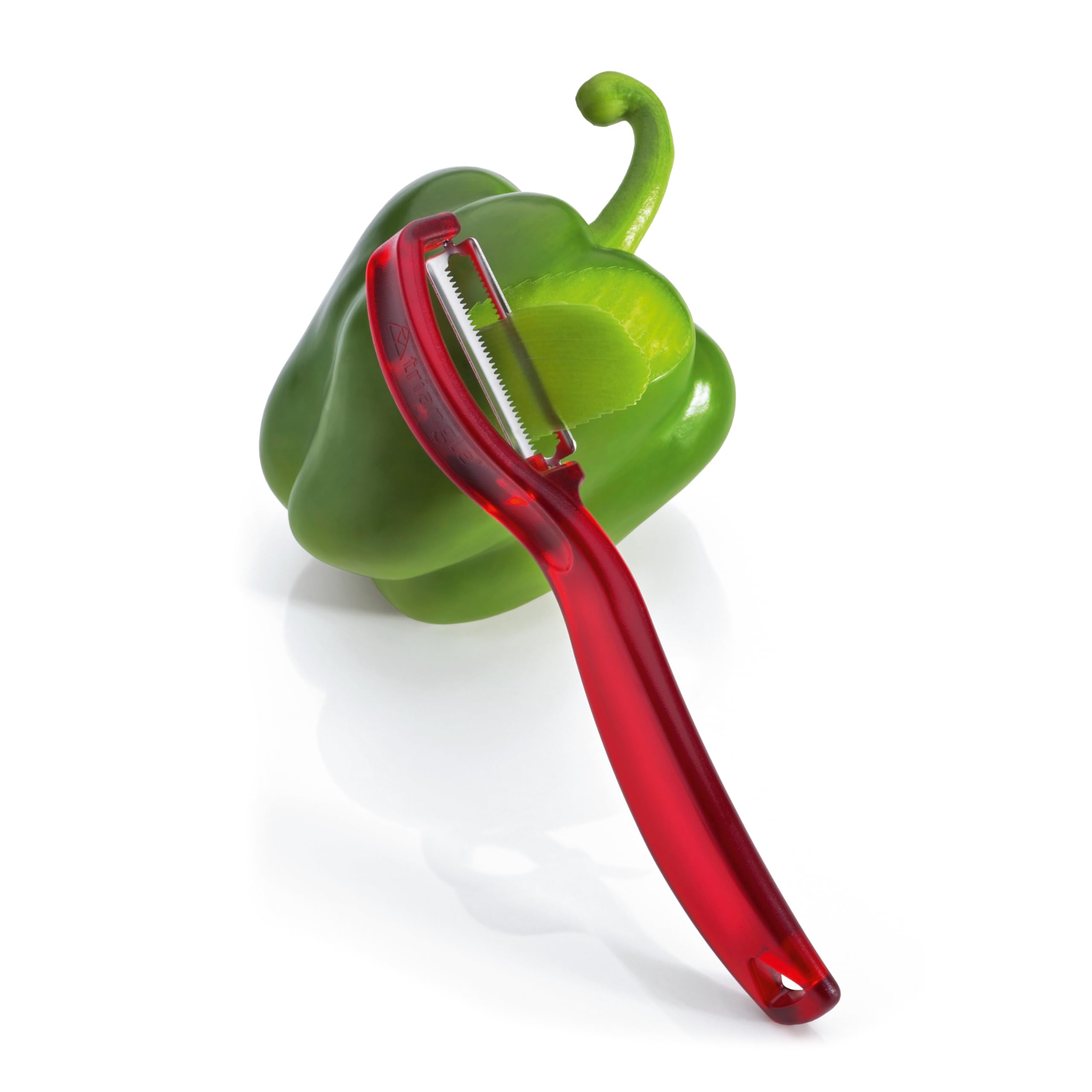 Triangle Vertikalschäler Rot – Made In Germany, Gezahnte Klinge, Beidseitig Schälend | Für Gemüse & Obst Wie Tomaten, Paprika, Kiwi