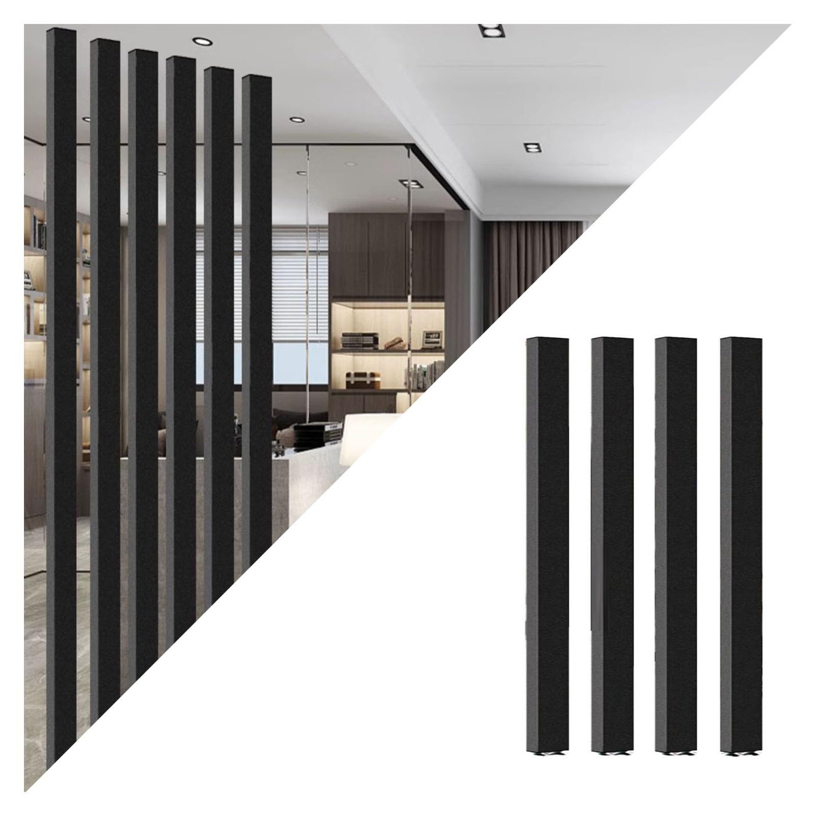 Floor to Ceiling Column Grille,Column Partition Screen,Aluminum Slats Wall Post Partitions,for Hallway Front Door Entrance Shelter Pillar(Black,4 Pieces 140cm/55.1in)
