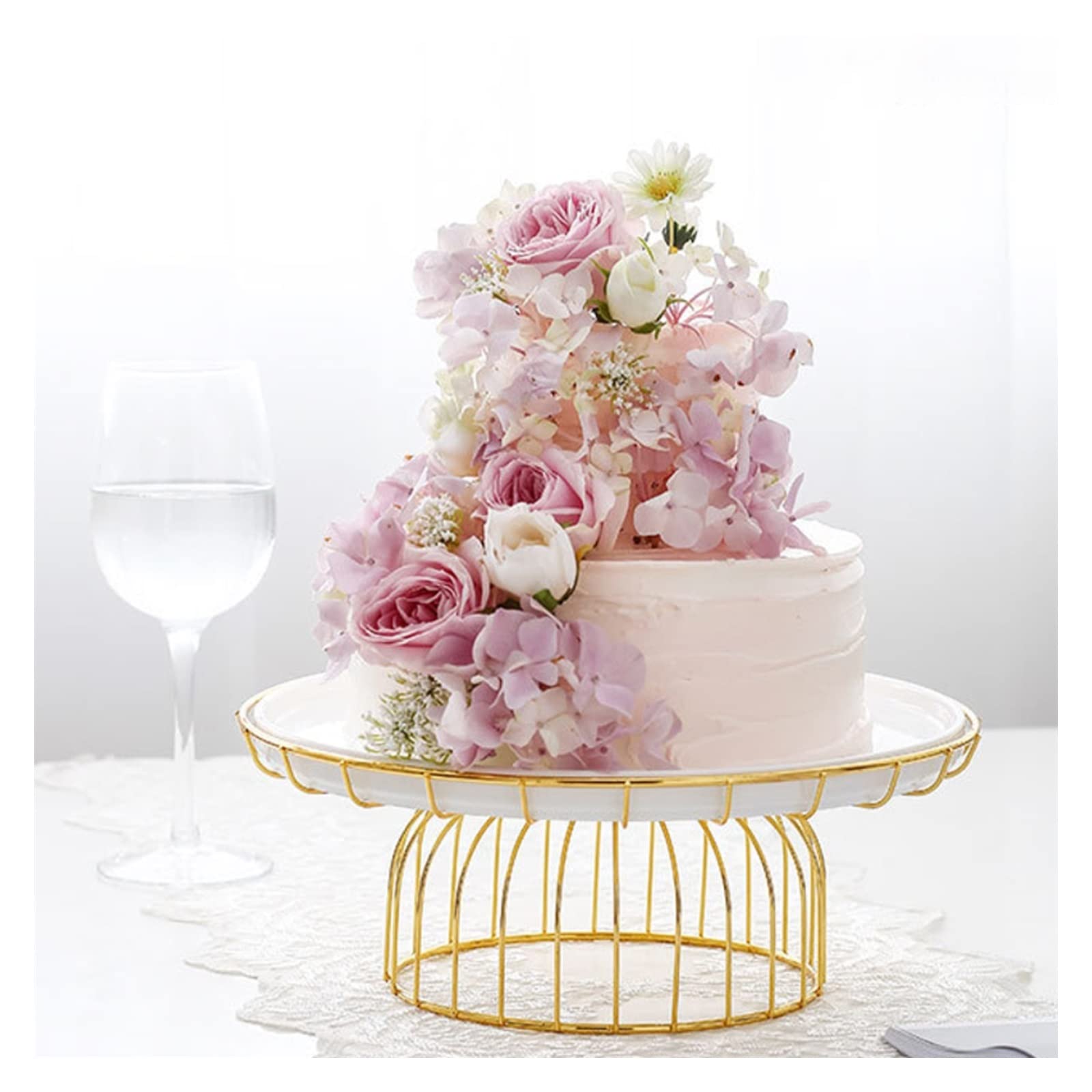 Soporte para Tartas Mesa de postre blanca y dorada, bandeja alta for aperitivos, bandeja for fiestas de cumpleaños, negocios, aperitivos, soporte de exhibición for bodas, soporte for pasteles y postre