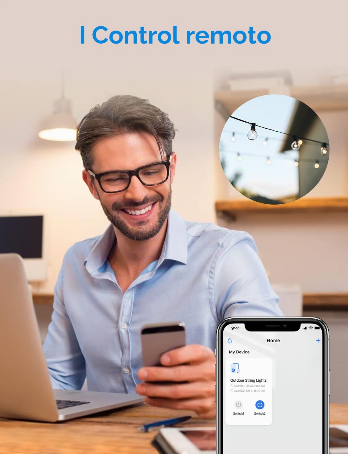 Meross Enchufe Inteligente Exterior Impermeable, WiFi Enchufe Exterior con 2 Tomas, Compatible con Alexa, Google Assistant y SmartThings, con Control Remoto