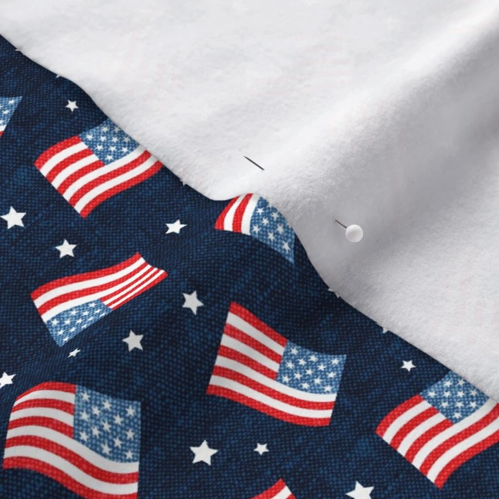 Spoonflower Fabric - Small Scale American Flag USA Stars Flags Navy Patriotic America Red Printed on Polartec(R) Fleece Fabric by The Yard - Sewing Blankets Loungewear and No-Sew