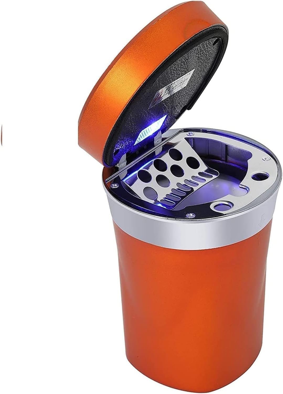 Car Ashtray, Portable Smokeless Ashtray Cup Cigar Garbage Container with Lid and Blue LED Light (Color : D)