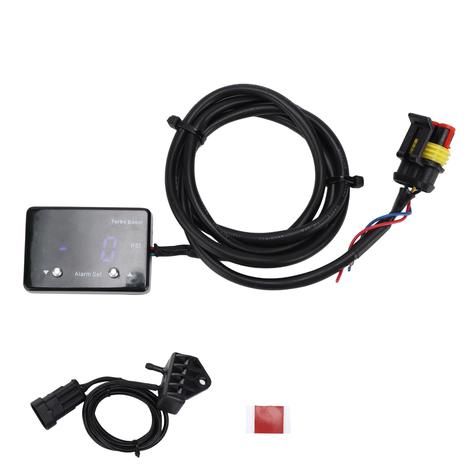 CHICIRIS Digitale Ladedruckanzeige, ABS-Turbo-Ladedruckanzeige, Blaues LED-Display, 12 V, Universelles Automessgerät mit -14 Bis 40 PSI Bereichsalarmeinstellung, Einfache Installation für das