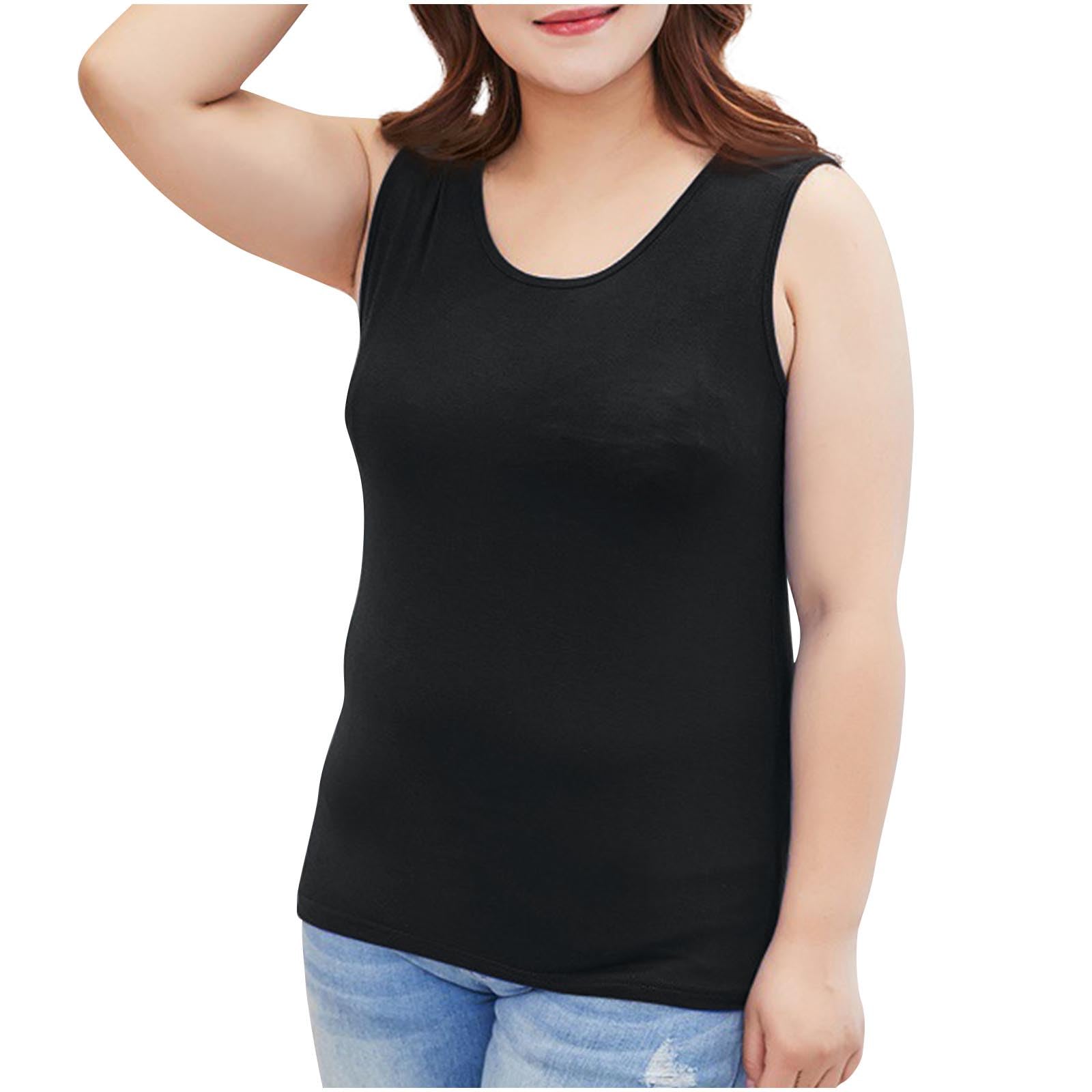 Tank Top for Women Plus Size Basic Undershirt Wide Strap Camisole Sleeveless Modal Lounge Shirts Soft Sleepwear