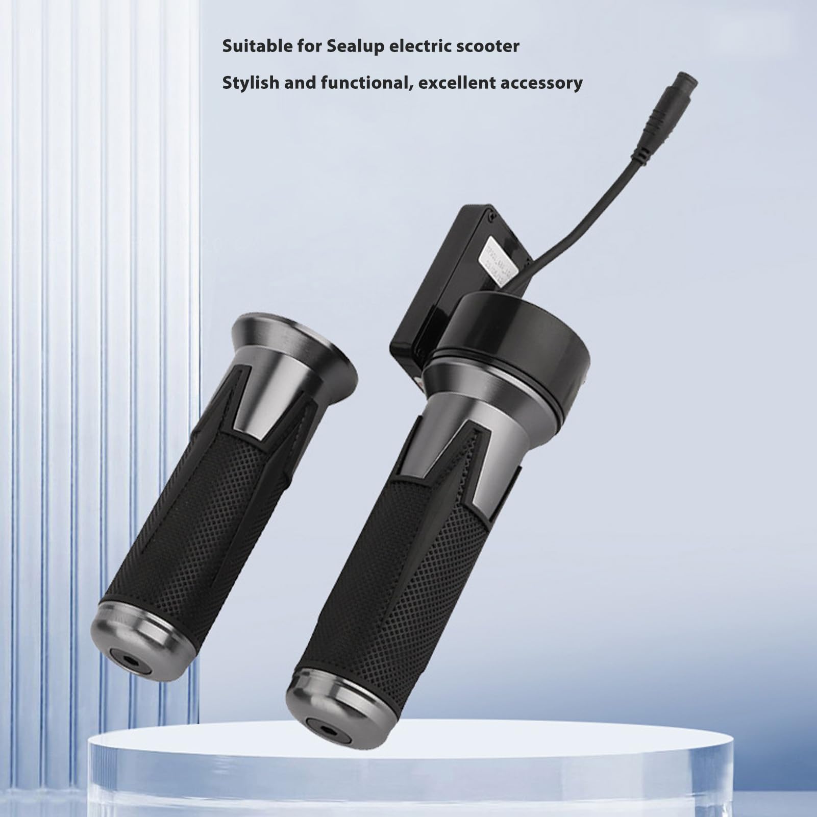Empuñadura del Acelerador de Bicicleta Eléctrica, Empuñadura de Acelerador Giratorio para Patinete de 48V con Pantalla LCD y Conector Impermeable de 6 Pines, Llave del Acelerador