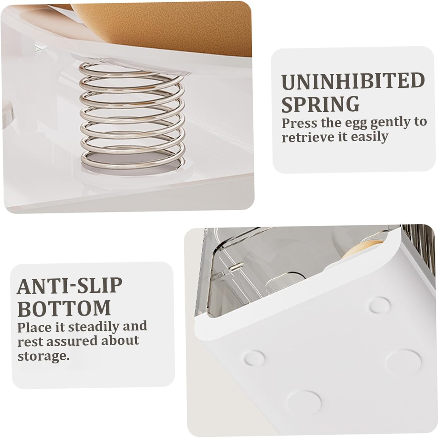 Egg Dispenser for Refrigerator, Stackable Egg Holder with Lid Rolling Eggs Organizer Clear Fridge Storage Container, Grey