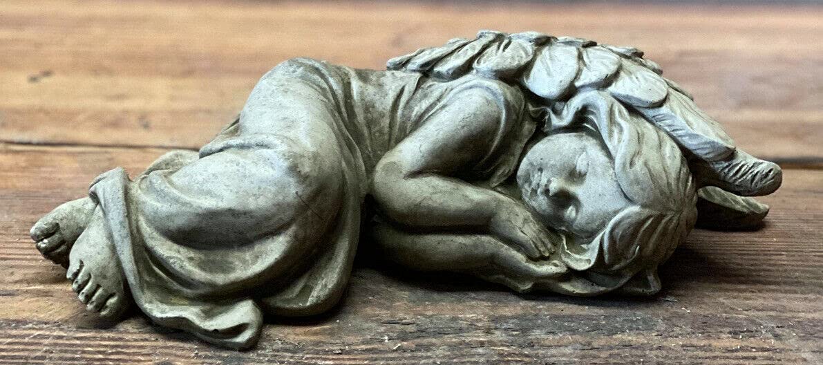 J And L Stone Ornaments Stone (Brown/Grey/Beige) Sleeping Angel With Wings Resting Memorial Gift Ornament