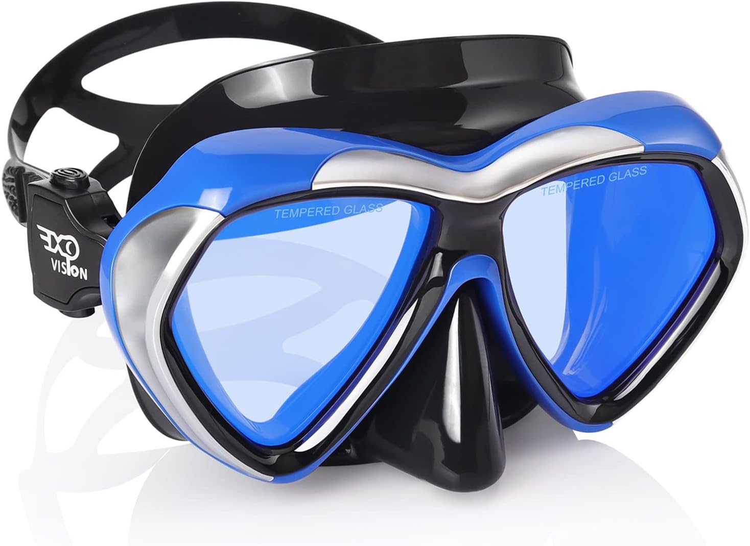 EXP VISIONAdult Scuba Diving Mask, Anti-Fog Snorkel Goggles Tempered Glass Swim Mask Goggles with Nose Cover Professional Snorkeling Gear for Diving Snorkeling