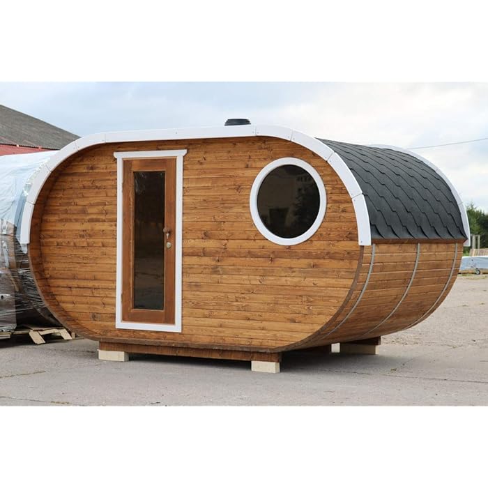 Buy Oval Sauna Kit W2, 8 Person Outdoor Sauna with Harvia Electric Heater Online