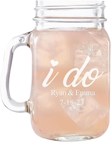 Miniatura 5 de Let's Make Memories Tarros personalizados I Do, Me Too Mason  Juego de 2  Novia y novio  Regalo de boda