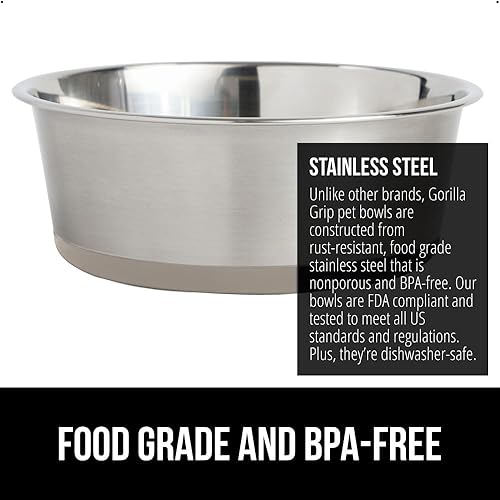 Vista 79 de GORILLA GRIP Juego de 2 cuencos para perros, con capacidad para 8 tazas (64 onzas líquidas), cuenco de metal resistente para alimentos y agua