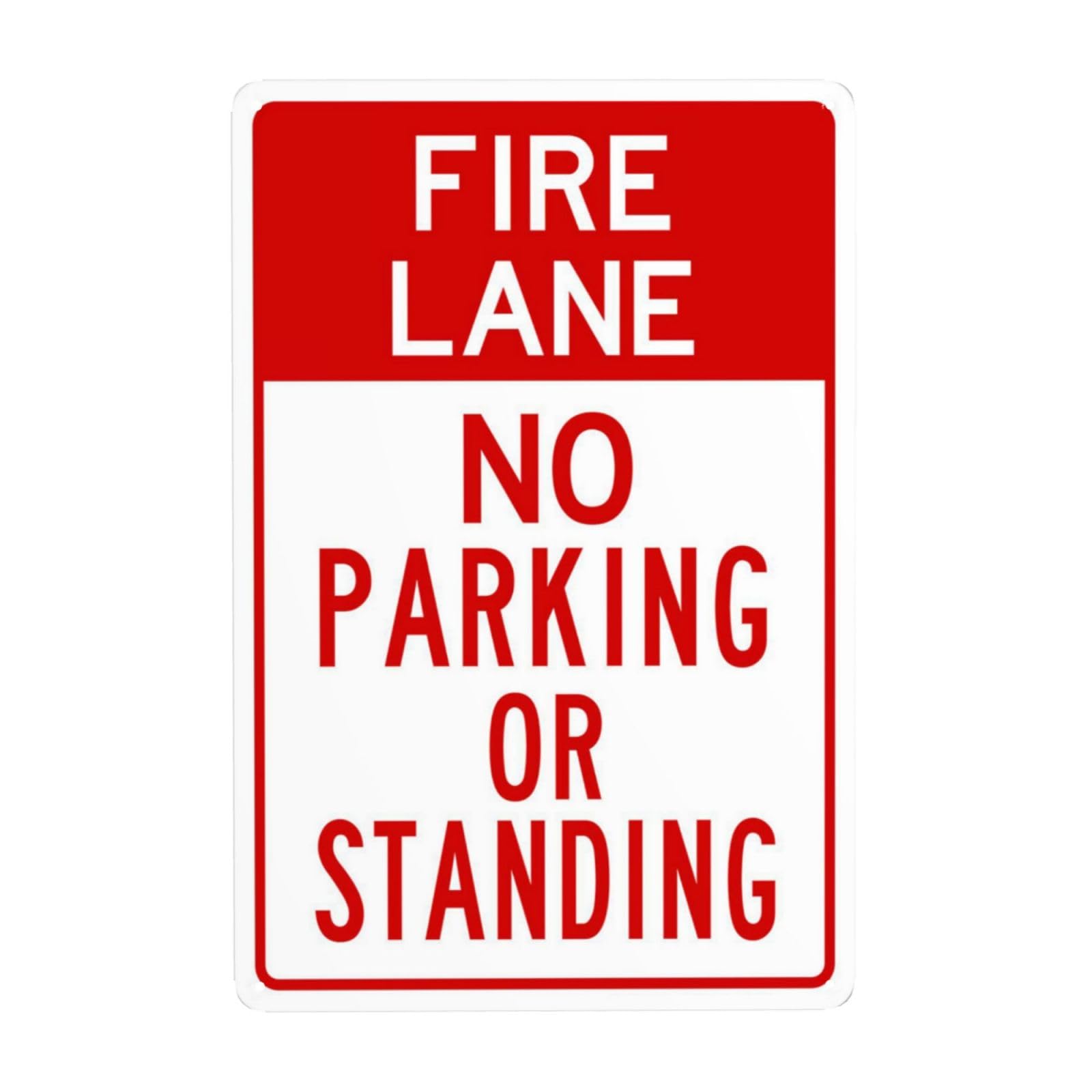 SMAZDFXX No Parking Or Standing Fire Lane Metal Warning Signs, Cautions Security Tin Sign, Safety Posted Signs for Street Business Wall Decor 5.5"x8"
