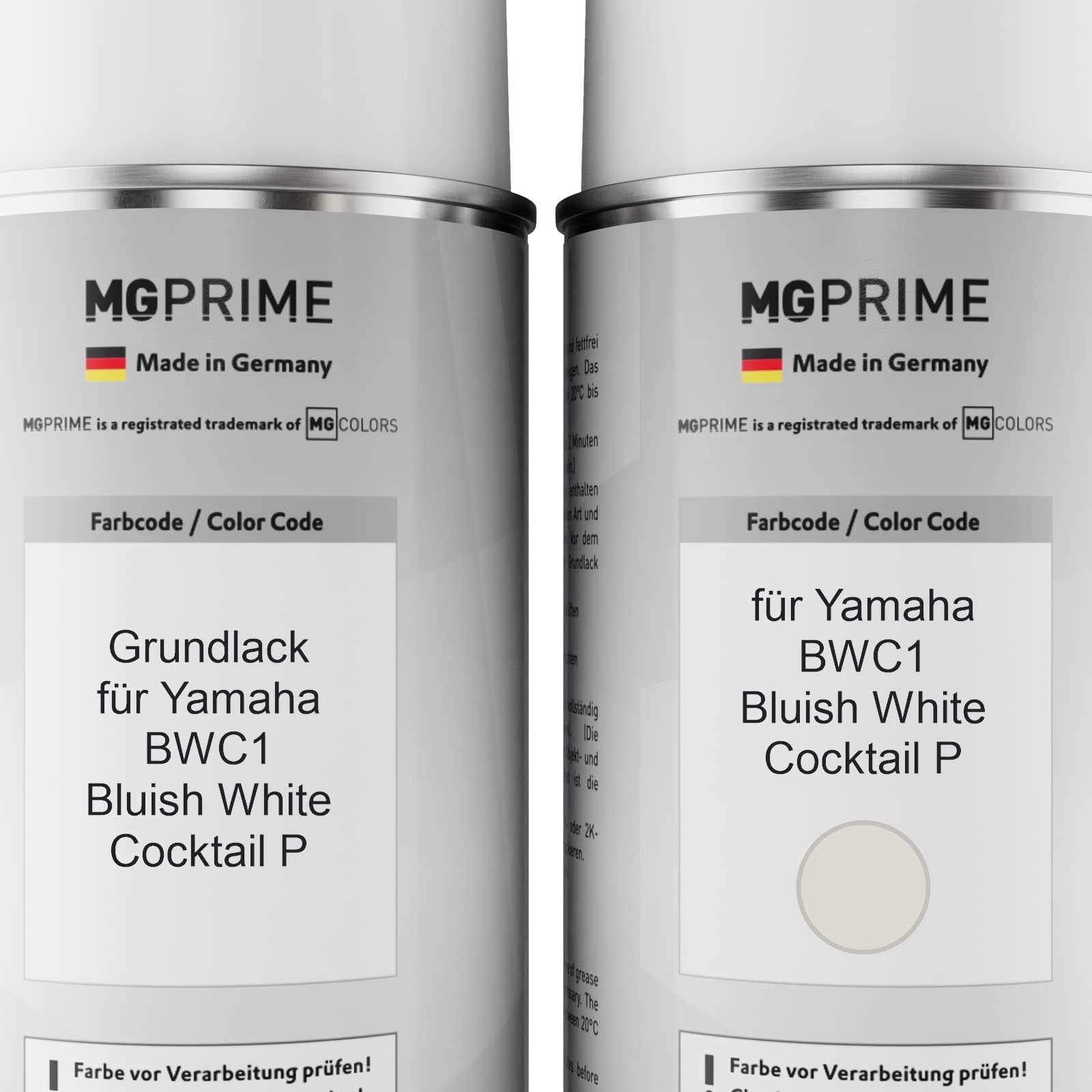 MG PRIME Bombolette di vernice per Yamaha BWC1 Bluish White Cocktail P +2K | Vernice per moto, Kit vernice di fondo + base + trasparente 2K, bombolette spray 400ml