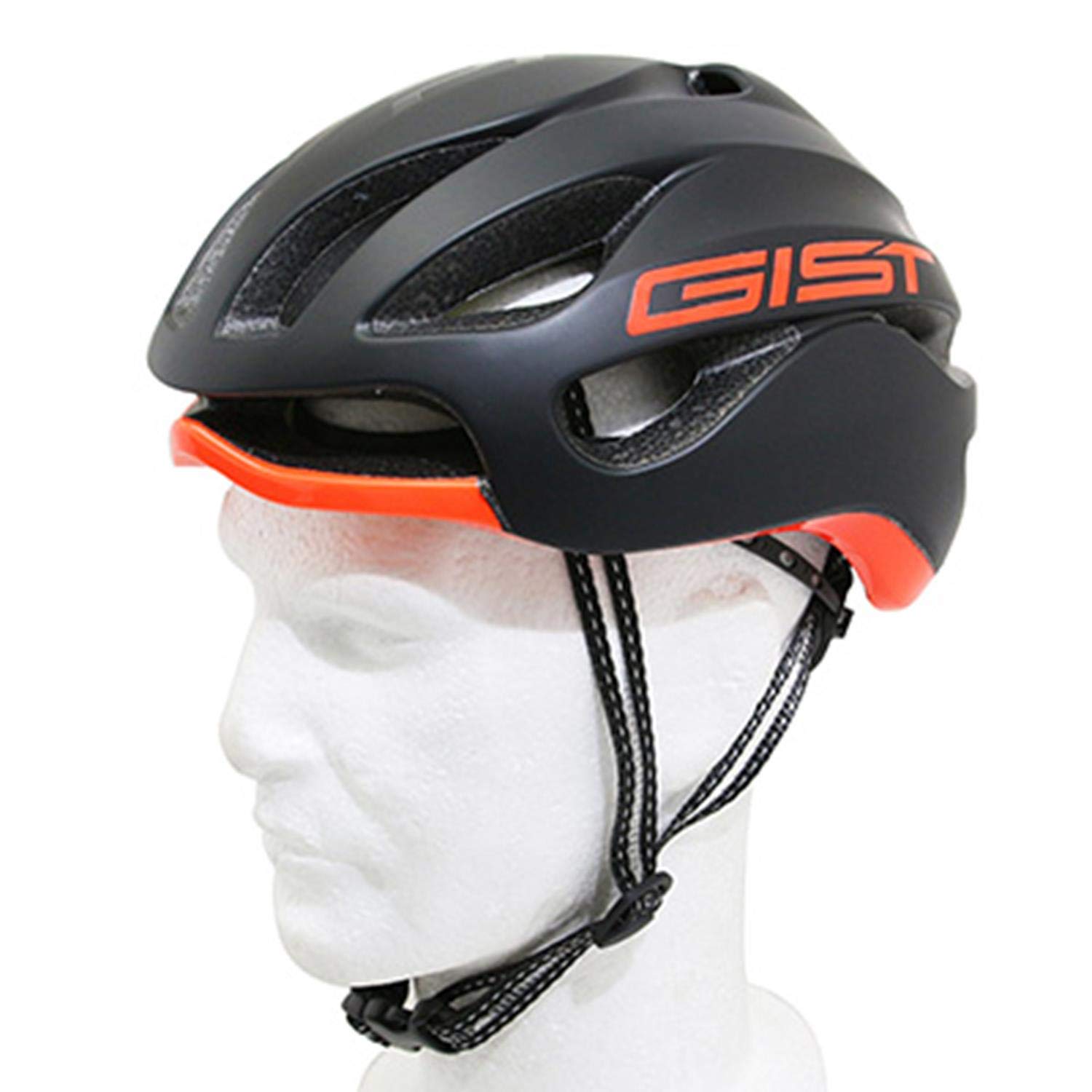 GIST Pierwszy, Kask Unisex Dorosły, Czarno-Pomarańczowy Fluo, S-M
