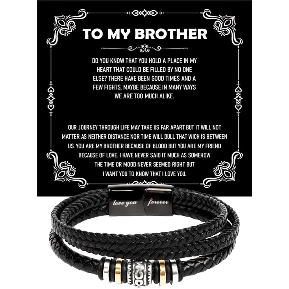 To My Brother Bracelet, Bracelet for Brother from Sister, Gifts from Mom and Dad, Birthday Gift with Message Card and Box