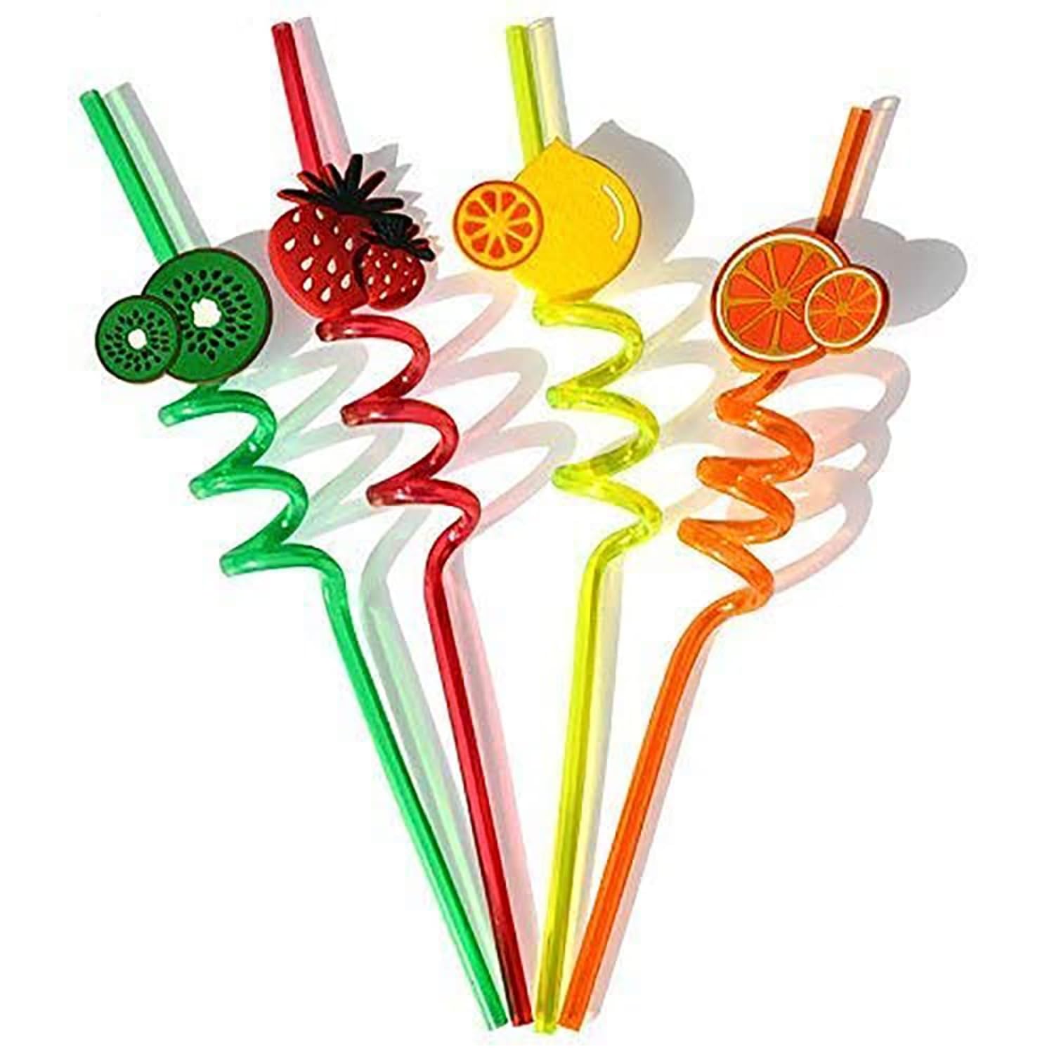 Reusable Drinking Curly Party Straws Flexible Plastic Fun Straws for Kids Birthday, Parties & Decorations Lightweight, Portable & Reusable Multicolor Pack of 4-image-5