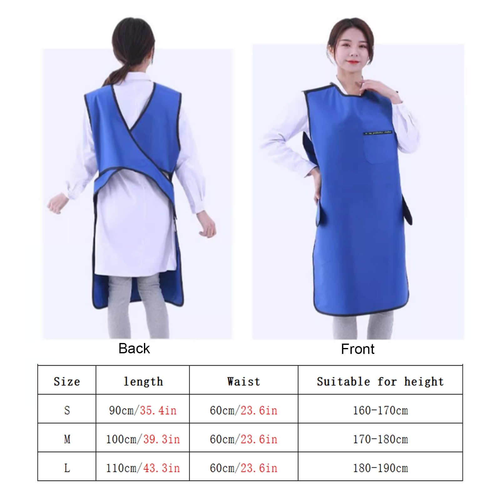 Delantal de Plomo Delantal Protector De Rayos X De Goma Con Plomo, Delantal De Plomo Con Escudo De Protección Radiológica, Unisex Para Adultos(0.5mmpb,110x60cm)